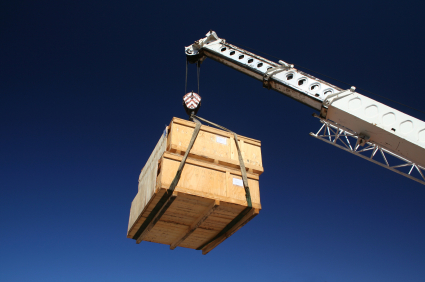 crane and crates
